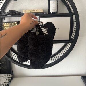 UGG Black Fluffy Sandals